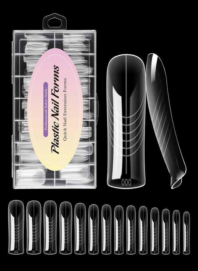 NMKL38 Diy 140PCS Clear Dual Nail Forms Full Cover Nail Mold Tips Arched Almond Acrylic Nail Extension Tools for Poly Gel Nail Art Salon (TI20F) - Image 1